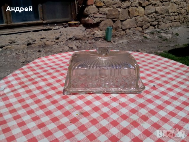 Стара стъклена купа,кутия за масло #3