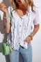 Дамска блуза в бяло с къс ръкав и къдрички, снимка 1 - Корсети, бюстиета, топове - 40828494