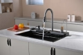  Черен мрамор - Мултифункционална кухненска мивка с двоен водопад , снимка 11