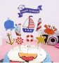 Happy Birthday Морски котва рул кит рак топер клечки за парти рожден ден торта декор