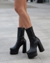 Боти на ток - черна кожа, снимка 2