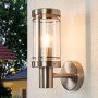 Външна стенна лампа Lindby от неръждаема стомана, IP44, сребърна стенна лампа, външно осветление, ст, снимка 1 - Външни лампи - 43940638