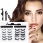 Нови 10 чифта 3D магнитни фалшиви мигли за многократна употреба с очна линия и пинсета Красота , снимка 7