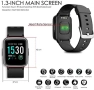Нов водоустойчив смарт часовник 1.3'' дисплей, Bluetooth тракер, мониторинг на пулс и калории, снимка 2