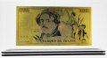 Златна банкнота 100 Френски франка в прозрачна стойка - Реплика, снимка 1 - Нумизматика и бонистика - 27080379