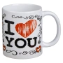 Керамична чаша бяла със сърца и надпис „I Love You“ – 340 мл_1253702, снимка 1