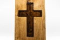 Дървена релефна икона с инкрустиран в смола кръст от дъб – натурален цвят, снимка 5