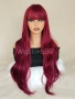Червена бордо перука с бретон на леки къдрици, снимка 1