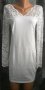 Бяла рокля по тялото с дантелени ръкави, снимка 1 - Рокли - 36688904