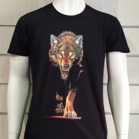 Нова мъжка тениска с дигитален печат Ходещ Вълк, Серия вълци, снимка 9 - Тениски - 40709129