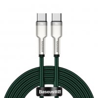 Кабел BASEUS Type-C към Type-C, 5A, 100W, 2m – зелен, снимка 1 - USB кабели - 32942066