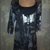 Wearhouse XL-Официална  еластична туника/рокля/ в черно с абстрактни сребристи фигури , снимка 9 - Туники - 43420143