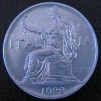 1 лира 1922, Италия, снимка 1 - Нумизматика и бонистика - 34637536
