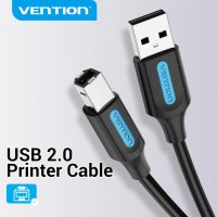 Vention Кабел USB 2.0 A Male to B Male, Black 1.5m - COQBG, снимка 2 - Кабели и адаптери - 43467649