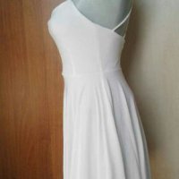 Бяла разкроена рокля с интересен гръб🍀❤XS,S,M(38)❤🍀арт.4372, снимка 2 - Рокли - 37259823