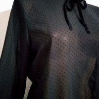 Елегантна черна блуза, L/XL, снимка 2 - Блузи с дълъг ръкав и пуловери - 39032326