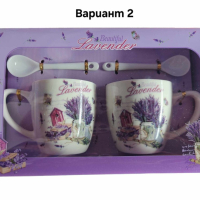 Комплект за двама с 2 порцеланови чаши и 2 лъжички, за изискано изживяване на вкуса, снимка 2 - Чаши - 44878304