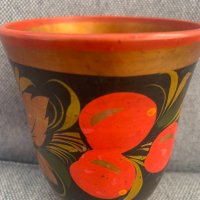 Хохлома-Красива ръчно рисувана чаша-СССР-2, снимка 2 - Антикварни и старинни предмети - 44012216