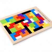 Нов модел масивен и по-дебел дървен цветен тетрис / всичко с дърво tetris wood, снимка 2 - Образователни игри - 37871816