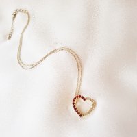 Колие Red&White Heart с кристали 525, снимка 1 - Колиета, медальони, синджири - 43747289