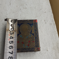Стара малка бронзова икона с емайл - Свети Никола, снимка 7 - Антикварни и старинни предмети - 44882293