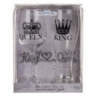 Комплект стъклени чаши за двойка - крал и кралица, снимка 4 - Чаши - 36582764