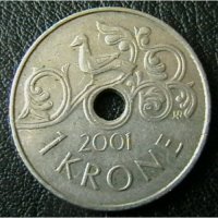 1 крона 2001, Норвегия, снимка 1 - Нумизматика и бонистика - 28405353