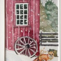Зимен пейзаж с лисица, снимка 1 - Картини - 34721157