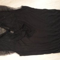 Черна блуза с дантела и перли , снимка 5 - Тениски - 28354365