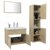 Комплект мебели за баня, дъб сонома, ПДЧ, снимка 3 - Шкафове - 38005961