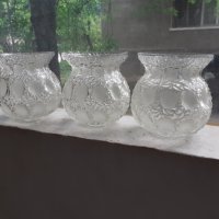 Стари стъкла за абажур полилей плафон лампа 3 бр., снимка 2 - Антикварни и старинни предмети - 40550046