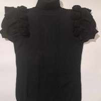 Пуловер с къс ръкав и рози 158/164, снимка 1 - Детски пуловери и жилетки - 43085119