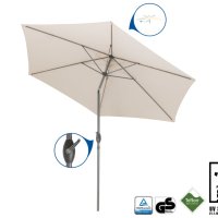 Градински чадър с манивела , Пазарен чадър 3x2.50м , Голям чадър 3метра кръгъл с Uv, снимка 1 - Градински мебели, декорация  - 43745642