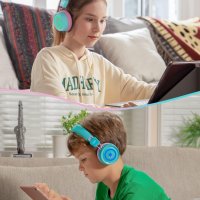 Детски Bluetooth слушалки RIYO с цветни LED светлини, ментово зелено, снимка 7 - Bluetooth слушалки - 43585178