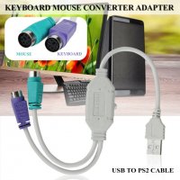 Преходник USB мъжки към двоен PS / 2 PS2 женски адаптер за клавиатура и мишка конектор порт компютър, снимка 2 - Кабели и адаптери - 26438984