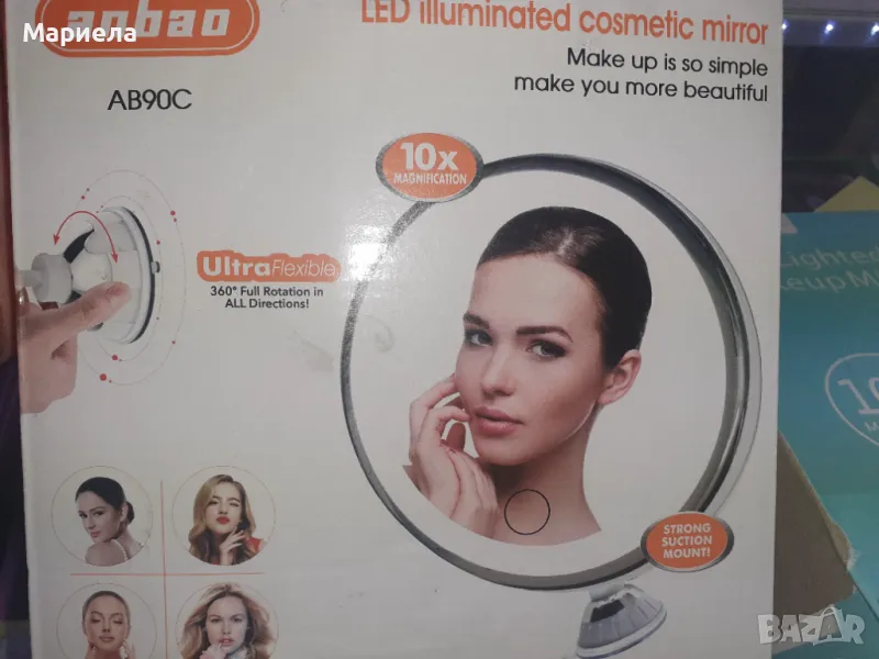 Кръгло огледало Огледало за грим с батерия LED огледало Грим Бяло огледало за грим със светлина , снимка 1