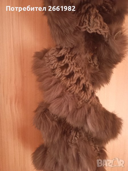 Сив плетен шал със заешки пух, снимка 1