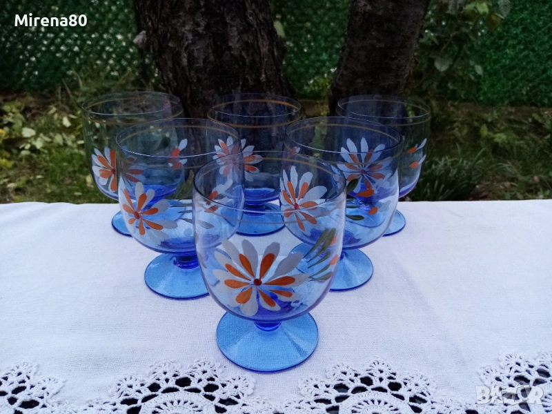 Сервиз за вода - синьо стъкло, снимка 1