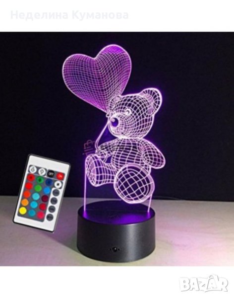 ❌ Уникална и ефектна 3D ефектна LED лампа TEDDY BEAR ❌, снимка 1