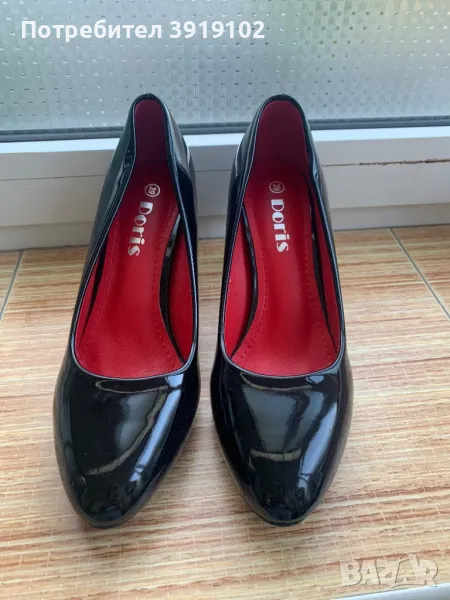 Черни дамски обувки на ток, снимка 1