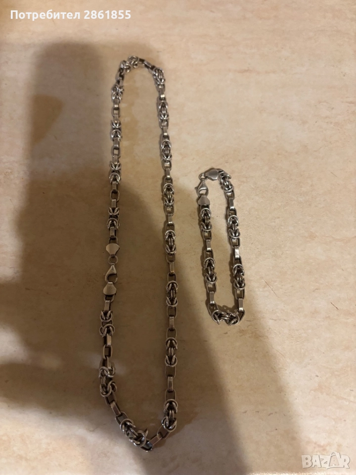 Сребърен ланец и гривна комплект!, снимка 1