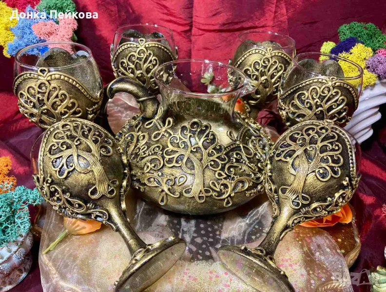 Сервиз за аперитив от 7 части в злато, снимка 1