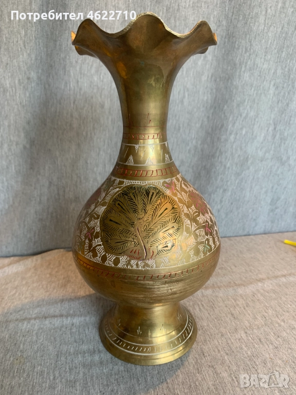  бронзова флорална ваза, снимка 1