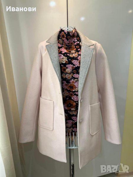 Чисто ново, стилно и елегантно дамско палто в розово и сиво, размер L, снимка 1