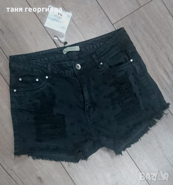 черни дънки с перли, снимка 1