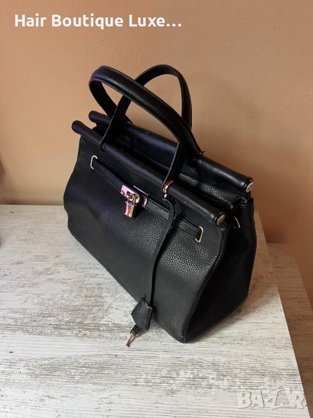 Birkin Hermes Черна стилна чанта с катинар и ключ 🖤, снимка 1