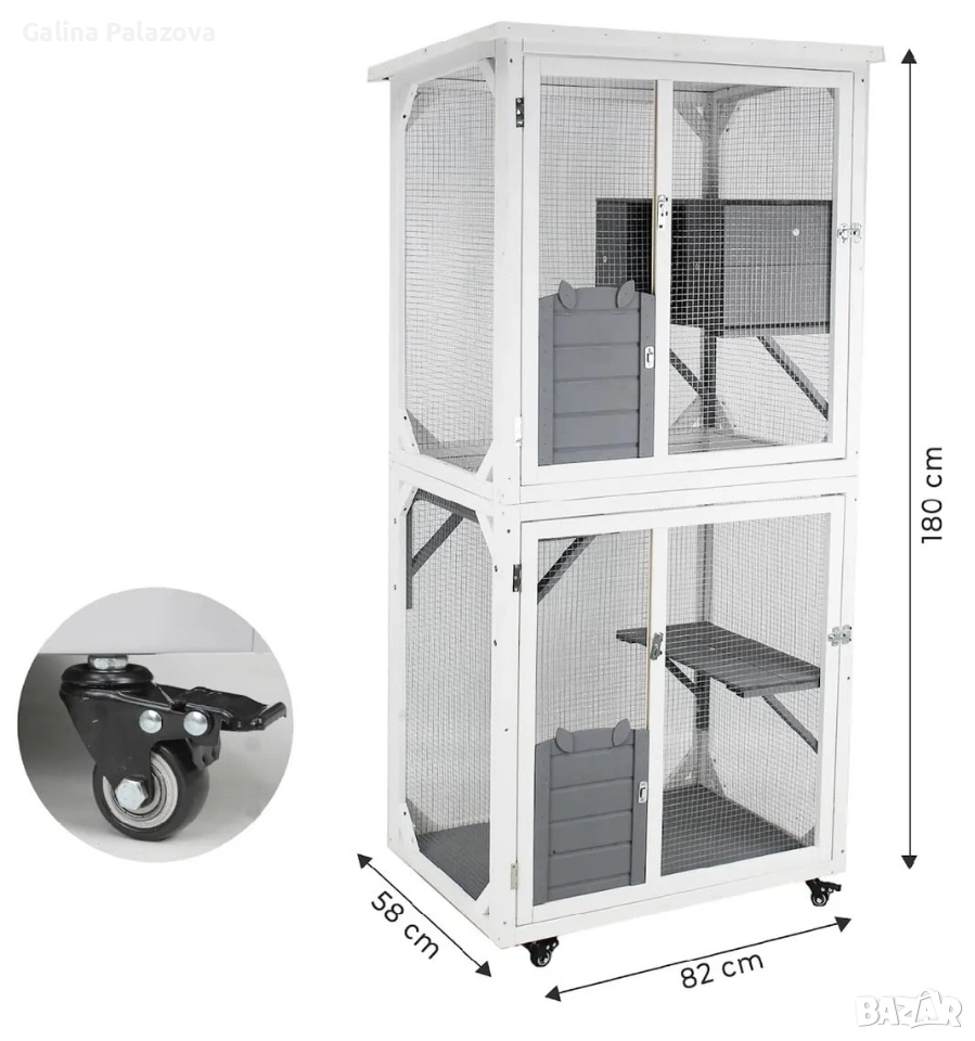 Ново котешко дърво - клетка, на колелца, снимка 1