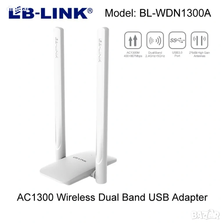 wi-fi adapter мрежов адаптер LB-link BL-WDN1300A AC1300 Dual Band , снимка 1