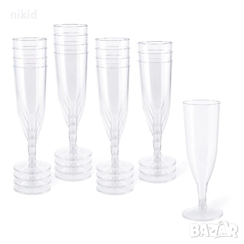 6 бр високи пластмасови чаши висока чаша з шампанско вино еднократна употреба пластмасови полистирен, снимка 1