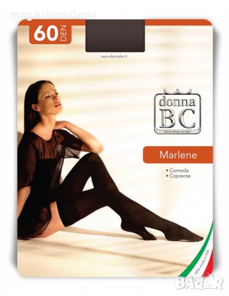 Donna BC 60DEN плътни черни чорапи с ластик италиански зимни чорапи над коляното 60ДЕН, снимка 1